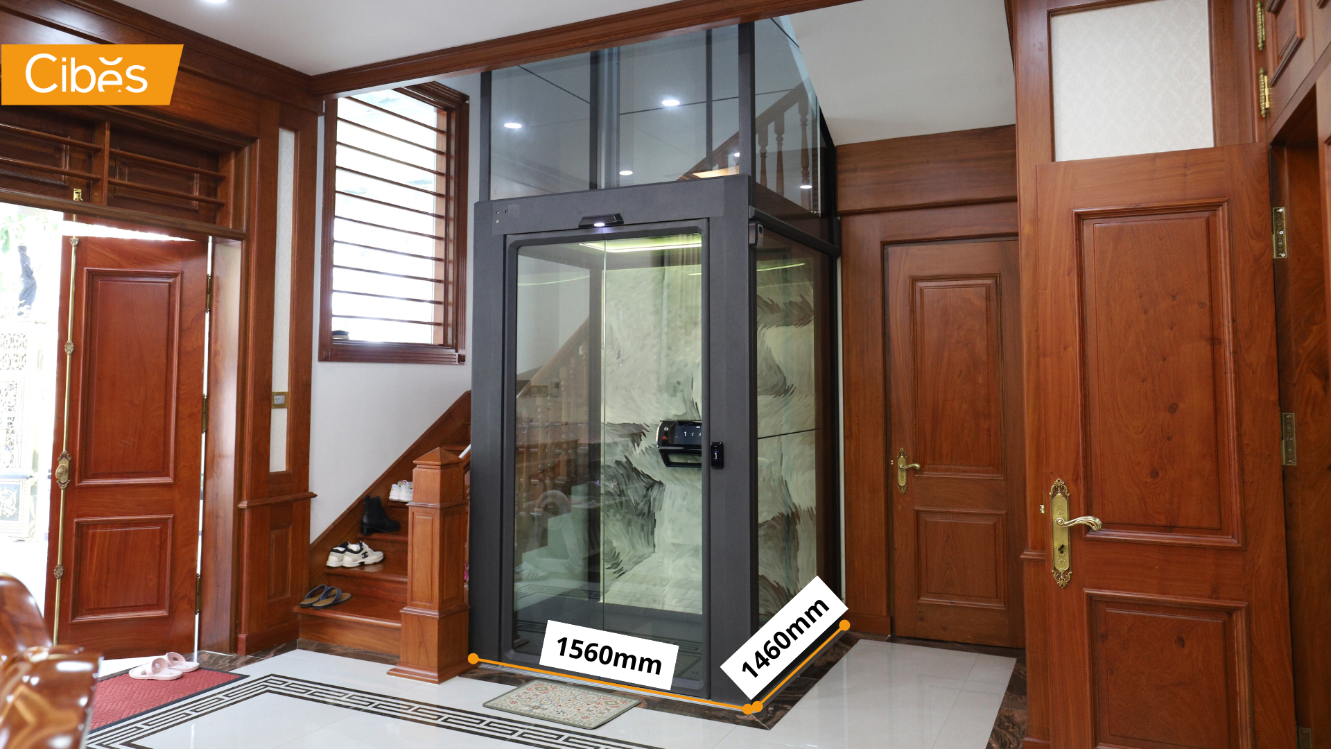 Gia chủ bố trí sẵn khoảng thông thủy kích thước 1560x1460mm tại vị trí đặt thang